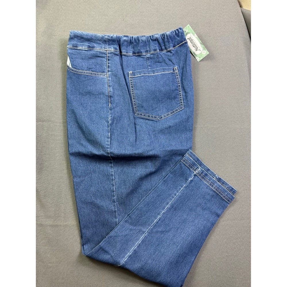 National Women Stonewash Blue Pull On Straight Leg Jeans 24067 Size 8 NWT
